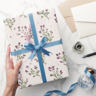 Hübsche lila Blumen Brautparty Geschenkpapier