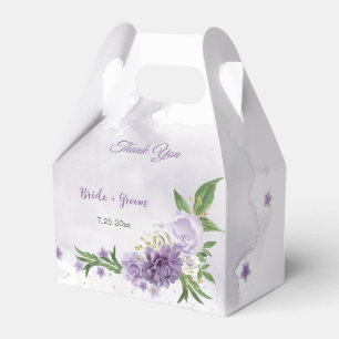 Hübsche lila Blumen Grünpflanzen Geschenkschachtel