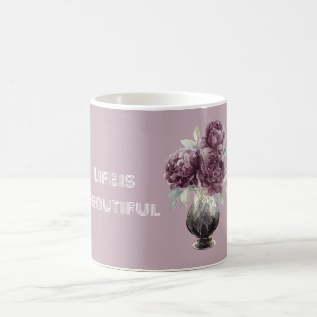 Hübsche lila Blumen Vase Kaffeetasse (Mittel)