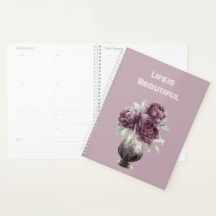 Hübsche lila Blumen Vase Planer