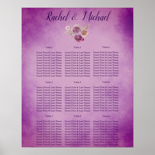 Hübsche lila Blumenzellenhochzeit Poster (Vorne)