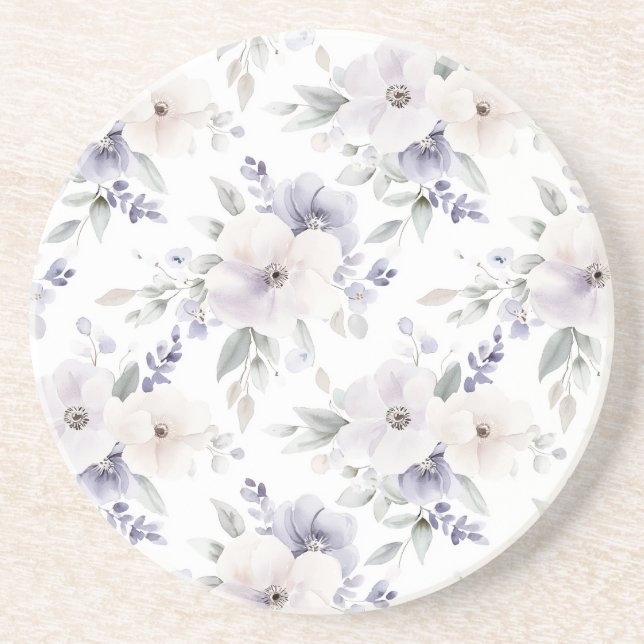 Hübsche Lila Elfenbein-Lavendel-Blume Getränkeuntersetzer (Vorne)