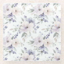 Hübsche Lila Elfenbein-Lavendel-Blume Glasuntersetzer