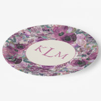 Hübsche Lila Farbfloral Monogramm