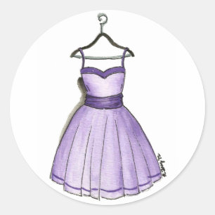 Hübsche Lila Fashionista Retro Vintages Prom Kleid Runder Aufkleber