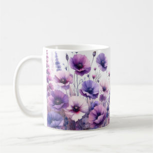 Hübsche Lila florale Monogramm Hibiskus Tasse