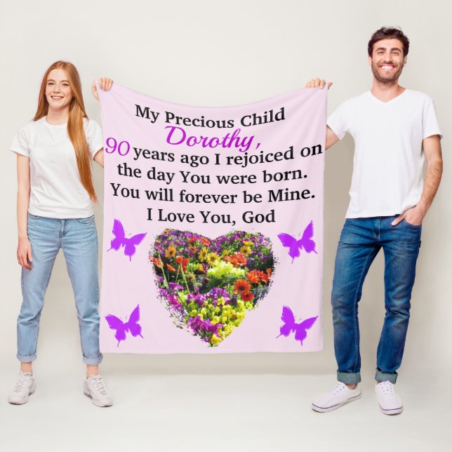 HÜBSCHE LILA FLÜSSIGKEIT PERSONALISIERT 90. FLEECEDECKE (Beispiel)