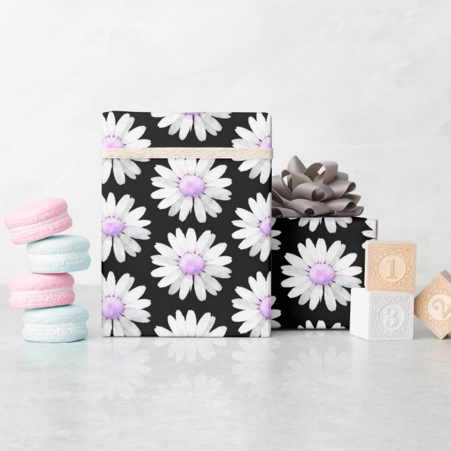 Hübsche Lila Gepunktete Gänseblümchen Geschenkpapier (Babyparty)
