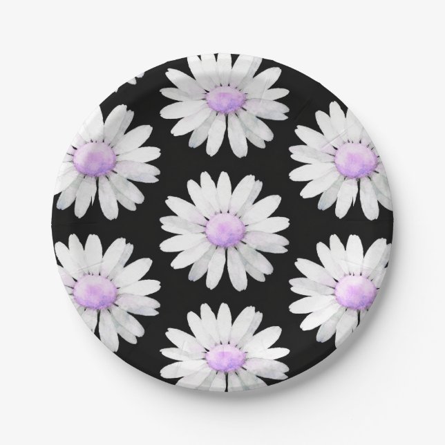 Hübsche Lila Gepunktete Gänseblümchen Pappteller (Vorderseite)