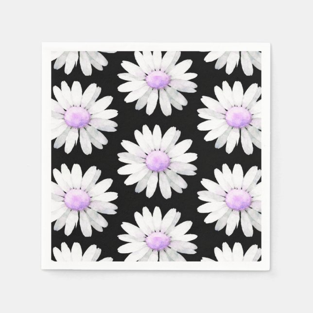 Hübsche Lila Gepunktete Gänseblümchen Serviette (Vorderseite)
