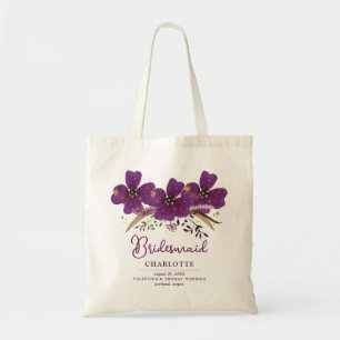 Hübsche, Lila gestrichene Blume Bridesmaid Tote Ta Tragetasche