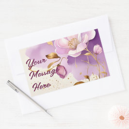 Hübsche Lila Goldfloral Rechteckiger Aufkleber