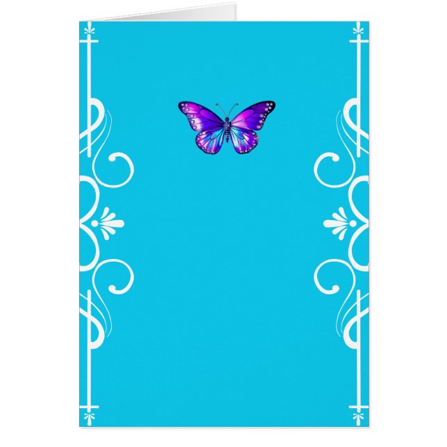 Hübsche Lila Holographic Butterfly Card - Blau (Vorne)