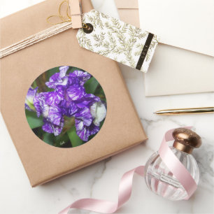 Hübsche Lila Iris-Blume Runder Aufkleber