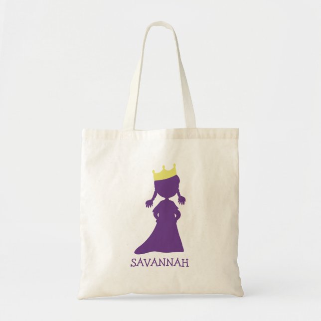 Hübsche lila kleine Mädchen Prinzessin-Silhouette Tragetasche (Vorne)