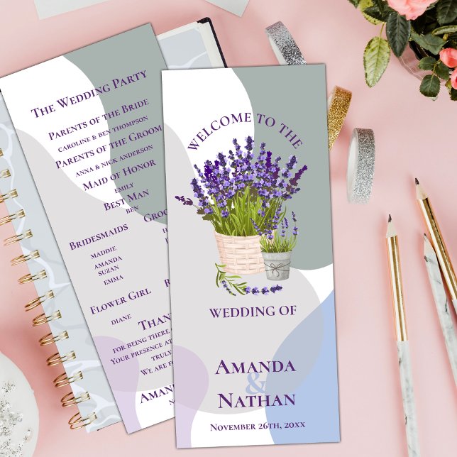 Hübsche Lila Lavendel Blume Hochzeitsprogramm Einladung (Pretty Purple Lavender Flowers wedding Program)