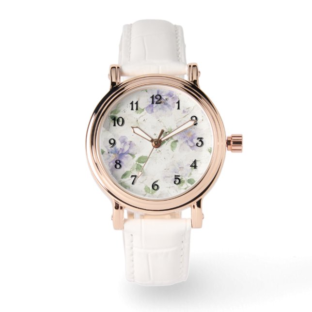 Hübsche lila Lavendelblüten Armbanduhr (Vorderseite)