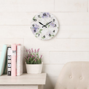 Hübsche lila Lavendelblüten Große Wanduhr