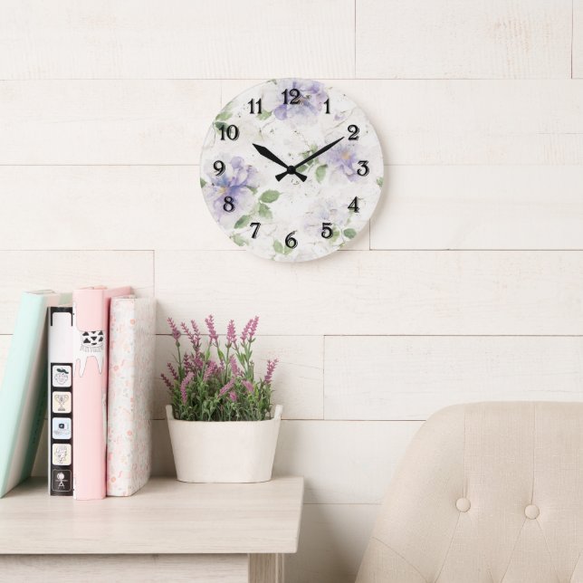 Hübsche lila Lavendelblüten Große Wanduhr (Lesesaal)