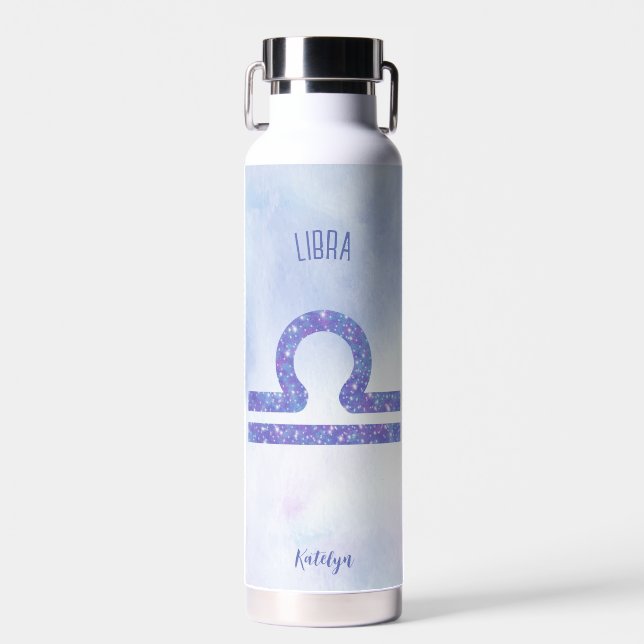 Hübsche Lila Libra Astrologie Signieren Personalis Trinkflasche (Vorne)