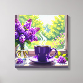 Hübsche Lila Lilacs und Kaffee Leinwanddruck