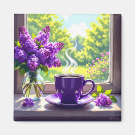 Hübsche Lila Lilacs und Kaffee Magnet