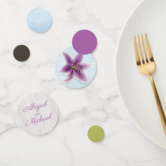 Hübsche Lila Lily Personalisiert Confetti Konfetti (Gruppe)