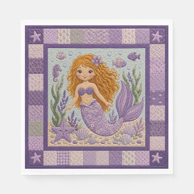 Hübsche lila Meerjungfrau-Decke Serviette (Vorderseite)