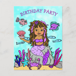Hübsche Lila Mermaid Geburtstagseinladungen Postkarte