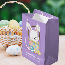 Hübsche Lila Osterhase individuell anpassbare Kind Mittlere Geschenktüte
