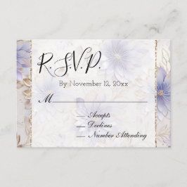 Hübsche Lila Pearl Gold Floral Wedding RSVP Begleitkarte
