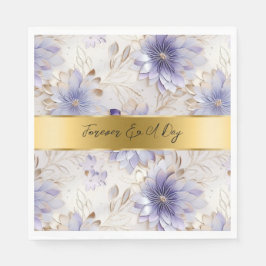 Hübsche Lila Pearl Gold Floral Wedding Serviette