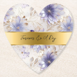 Hübsche Lila Pearl Gold Floral Wedding Untersetzer