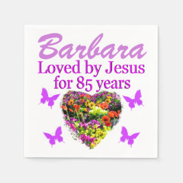 HÜBSCHE LILA PERSONALISIERUNG FLORAL 85 YR ALTER N SERVIETTE