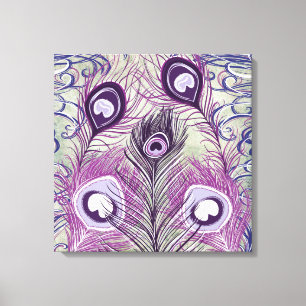 Hübsche Lila Pfauenfedern Elegantes Design Leinwanddruck
