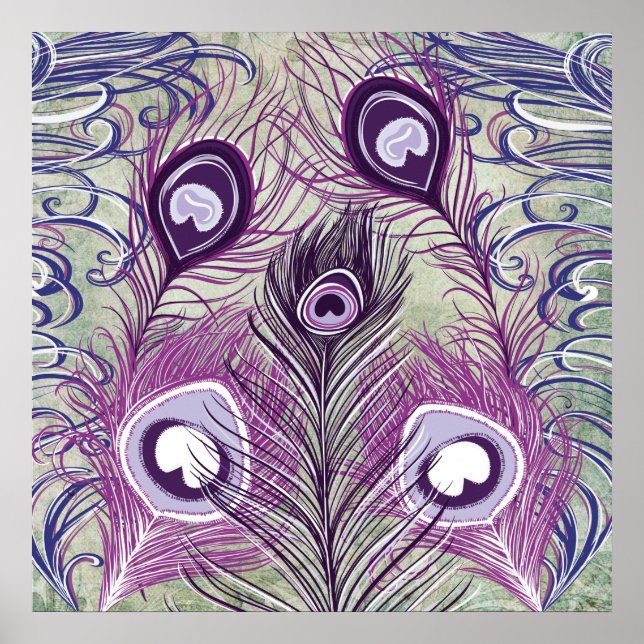 Hübsche Lila Pfauenfedern Elegantes Design Poster (Vorne)