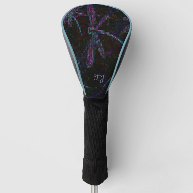 Hübsche Lila Pixeldrachenfliege Golf Headcover (Vorderseite)