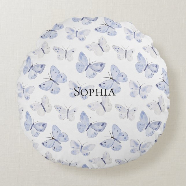 Hübsche Lila Schmetterlinge Rundes Kissen (Vorderseite)