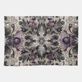 Hübsche Lila, schwarze und Taupe Weihnachten Geschirrtuch