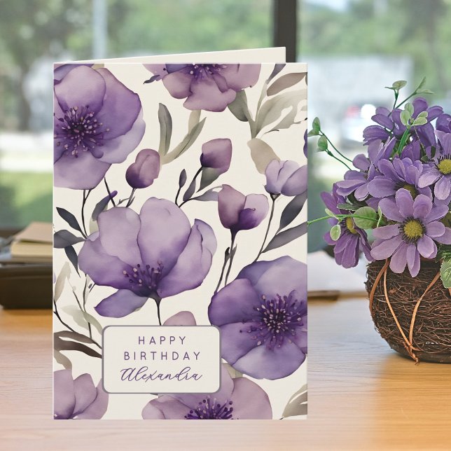 Hübsche lila Stiefmütterchen Geburtstag mit eigene Karte (Von Creator hochgeladen)