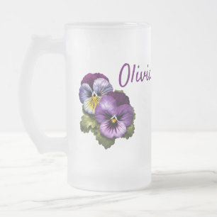 Hübsche Lila Stiefmütterchen Mattglas Bierglas