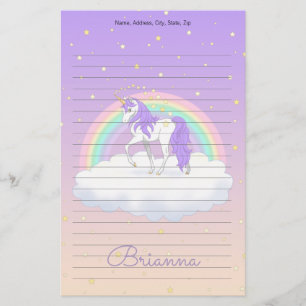 Hübsche Lila süße Träume Regenbogen Unicorn Briefpapier