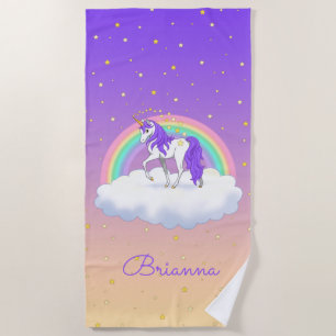Hübsche Lila süße Träume Regenbogen Unicorn Strandtuch