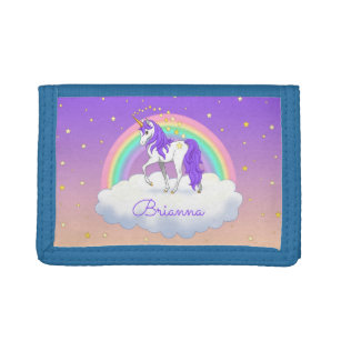 Hübsche Lila süße Träume Regenbogen Unicorn Tri-fold Geldbeutel