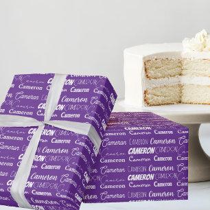 Hübsche Lila Typografie-Collage Geburtstag Geschenkpapier