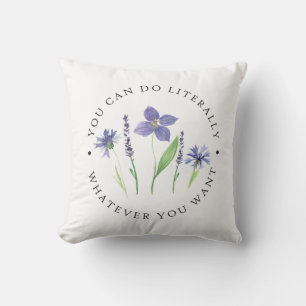 Hübsche Lila und Lavender Wasserfarben-Wildblume Kissen