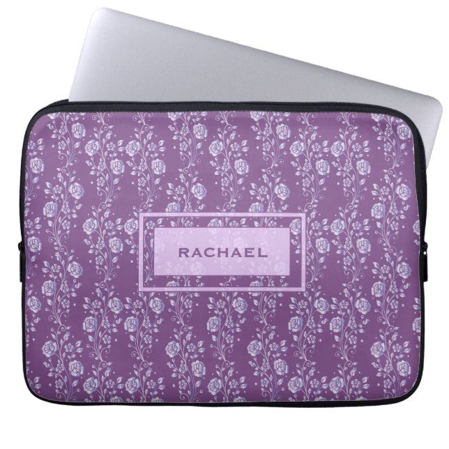 Hübsche Lila und Lilac Floral Personalisiert Laptopschutzhülle (Vorderseite)