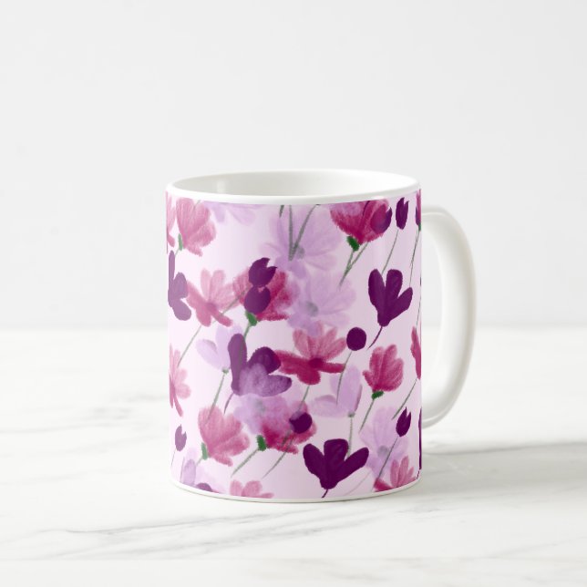 Hübsche Lila und Mauve Pink Frühling Wildblume  Kaffeetasse (VorderseiteRechts)