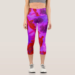 Hübsche Lila und Red Garden Phlox Blume Capri Leggings