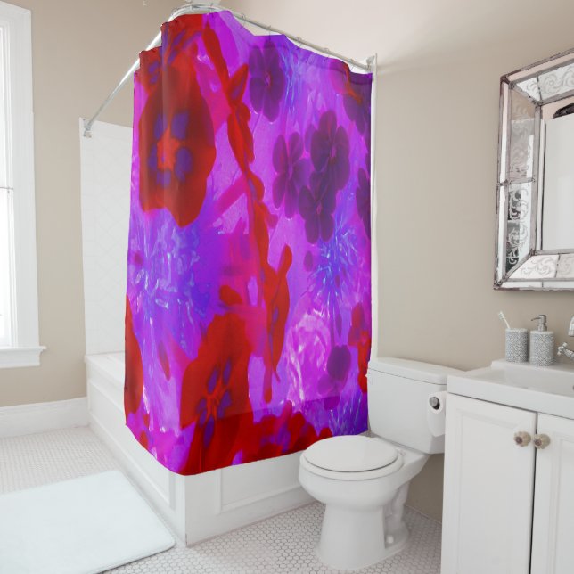 Hübsche Lila und Red Garden Phlox Blume Duschvorhang (Beispiel)